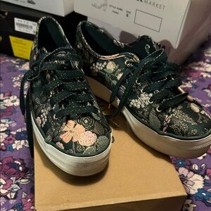 Keds Dark Green Floral Sneakers